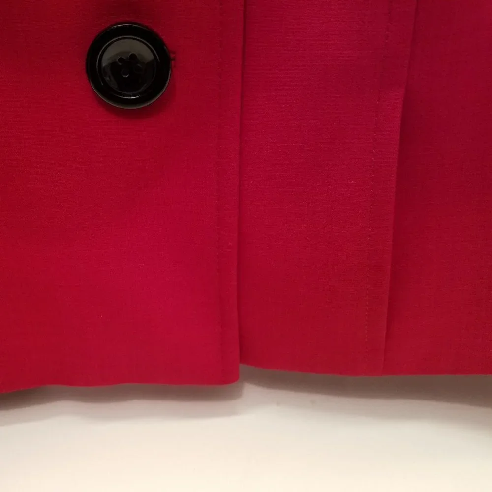 John Meyer Suit Jacket Blazer 16 Fire Red 7/8 Sleeves Fully Lined Roll Collar